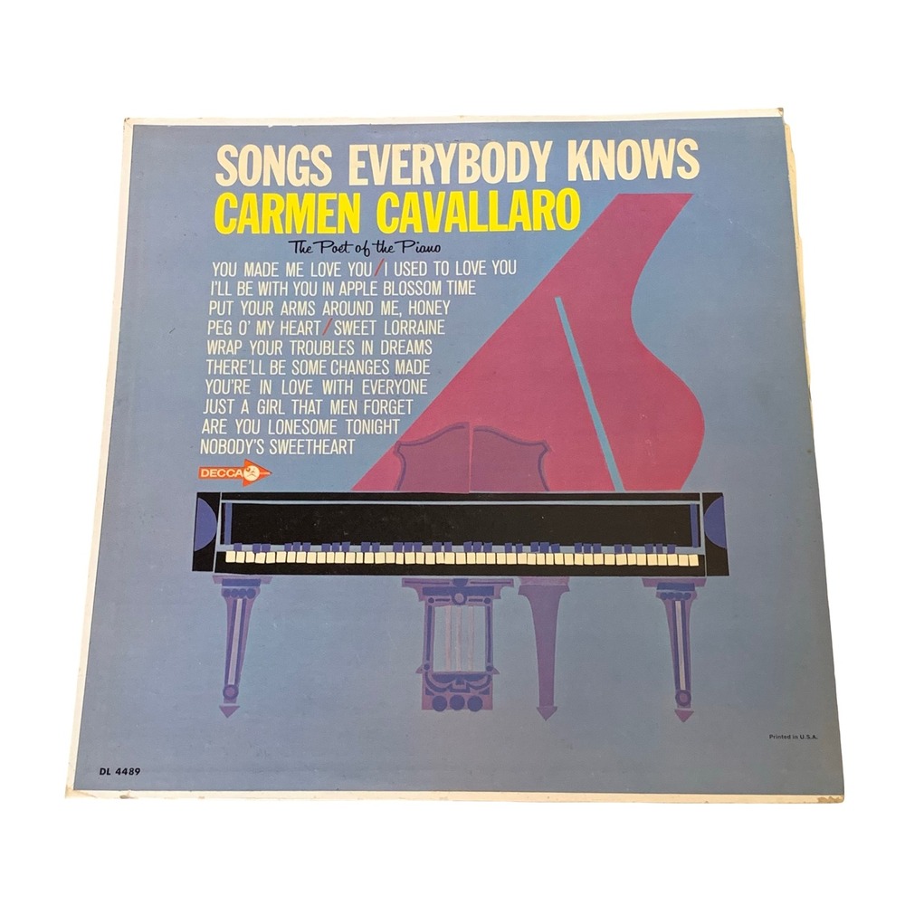 Carmen Cavallaro Songs Everybody Knows Vinyl LP Decca DL 4489 Poet of the Piano